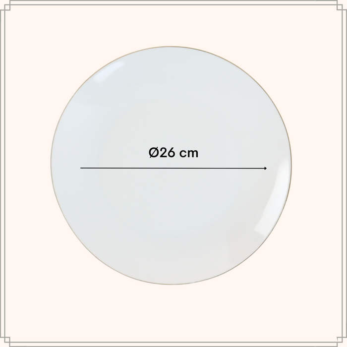 OTIX Dinerborden Borden Set van 6 Stuks 26cm Wit met Gouden rand Po...