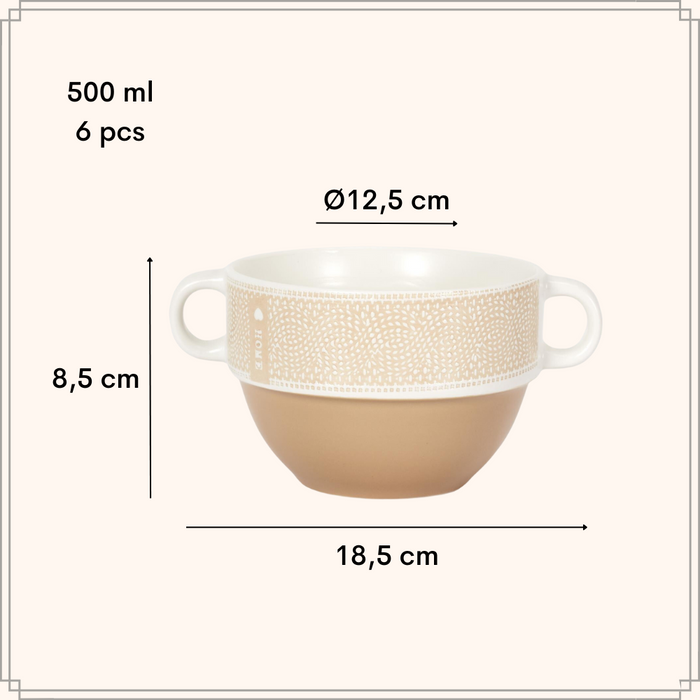 OTIX Soepkommen met Oor Set van 6 Stuks Soeptassen 500 ml Diverse k...