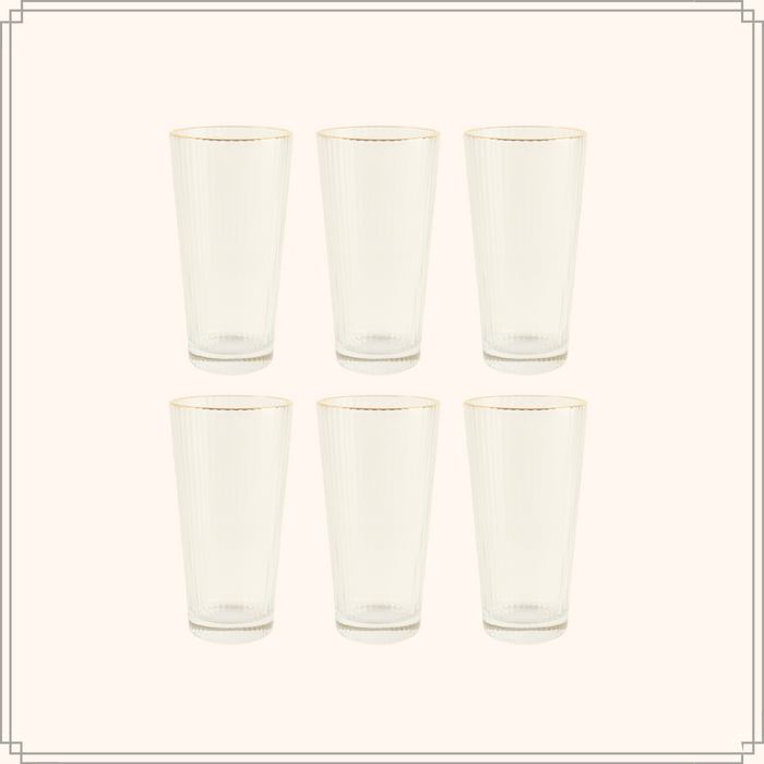 OTIX Waterglazen Longdrink Glazen Set van 6 Stapelbaar 400ml Met go...