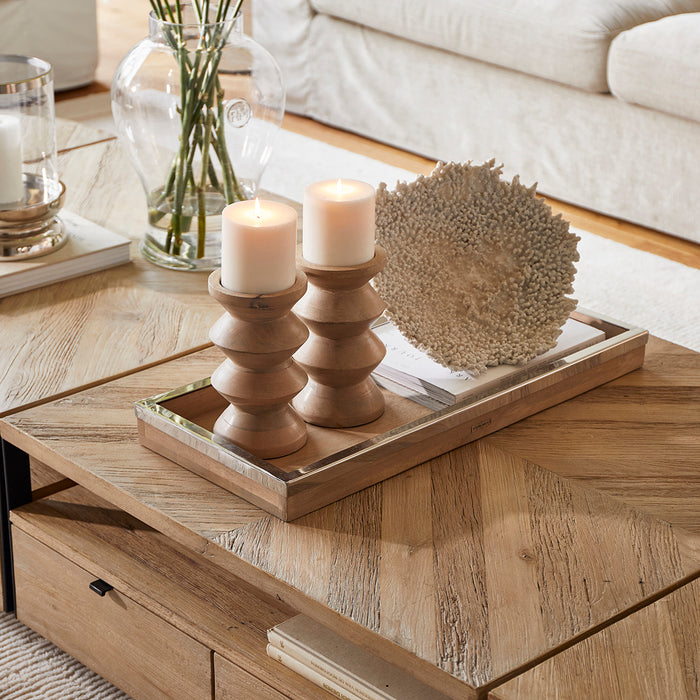 Riviera Maison Kandelaar Bruin - Totem - Mangohout (ØxH) 12.5x23