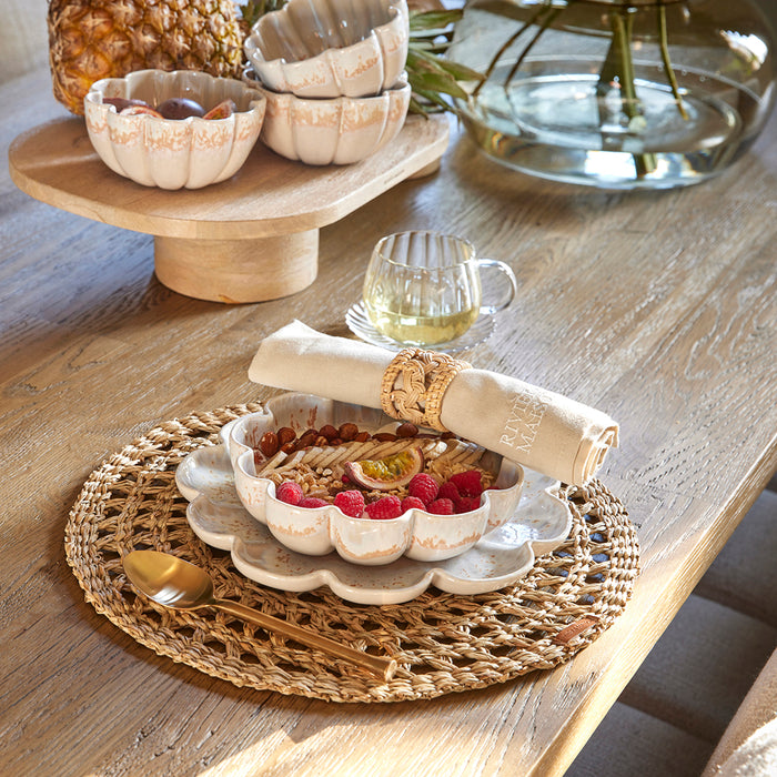 Riviera Maison Diepe ronde schaal Beige - Blossom - Aardewerk