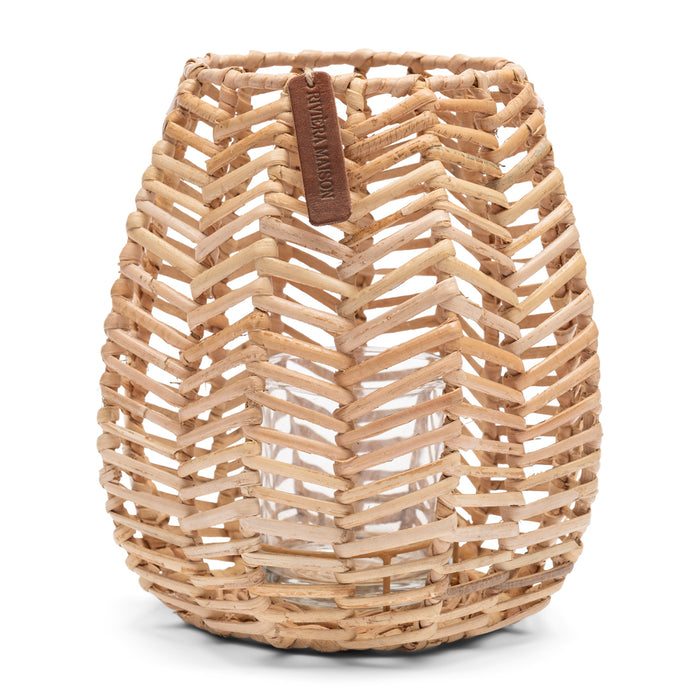 Riviera Maison theelichthouder Naturel - Hexagon - rotan, Glas