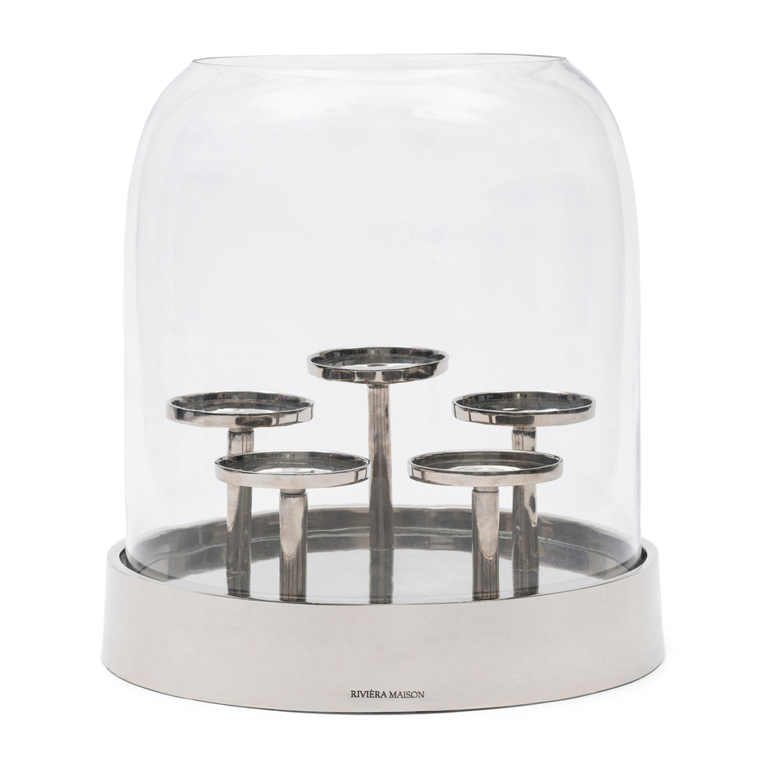 Riviera Maison Kaarsenhouder Zilver - Bassilac - Aluminium, Glas, Hout