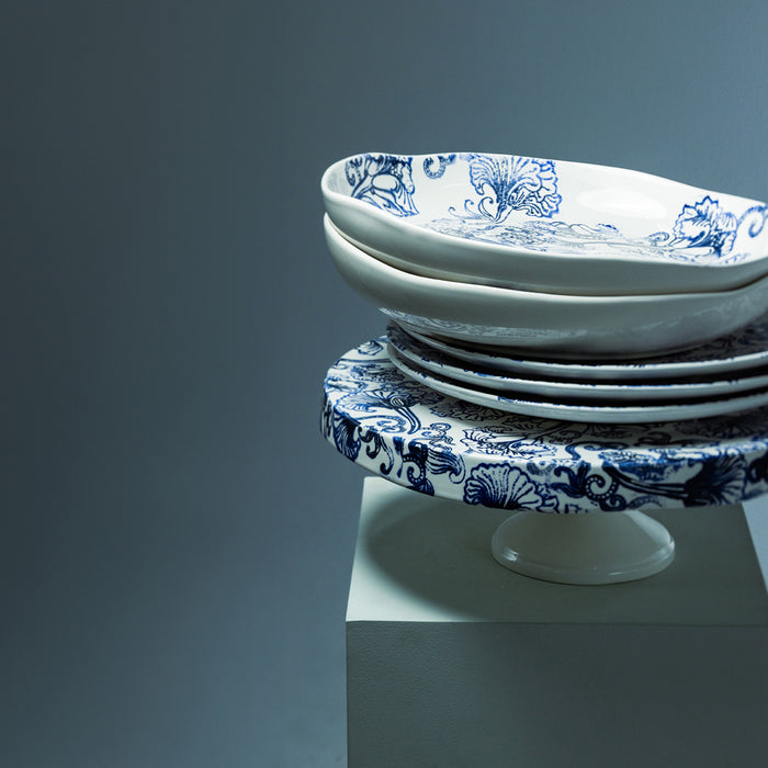 Riviera Maison diepe schaal Blauw|wit - Amalfi - Aardewerk