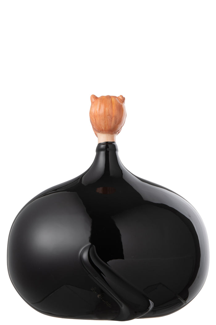 J-Line vaas Rond Hoog - hout|glas - donkerbruin - S - 26.00 cm hoog