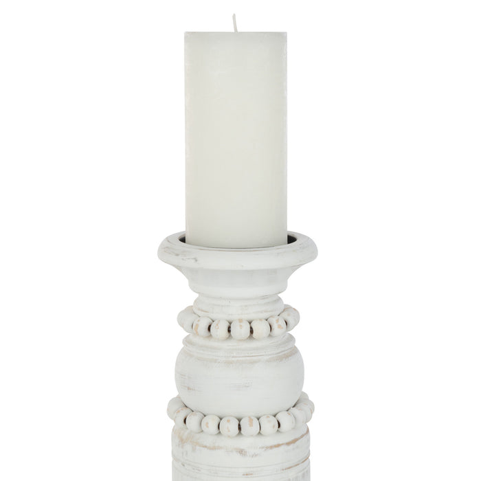 J-Line bijzettafel Relax - metaal|hout - wit|naturel - set van 2