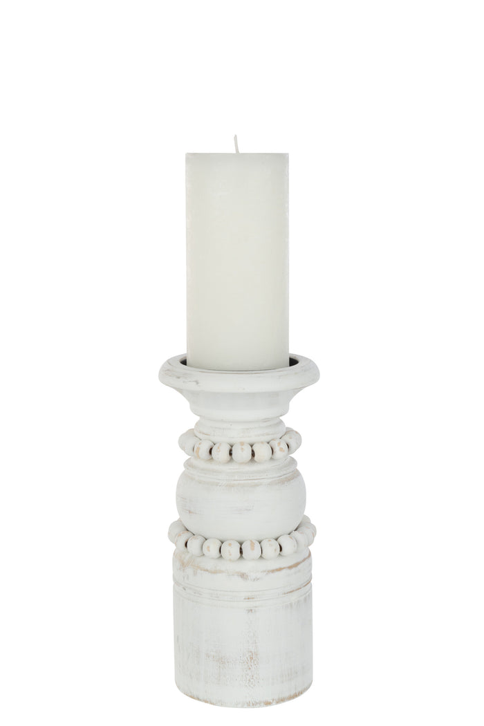 J-Line bijzettafel Relax - metaal|hout - wit|naturel - set van 2