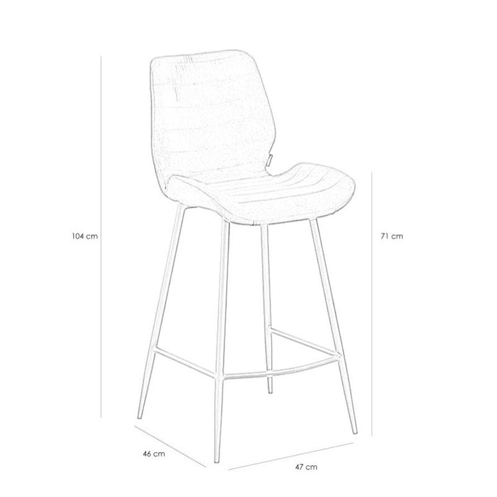 Bronx71 Velvet barkruk Toby taupe 71 cm - Barkrukken set van 2