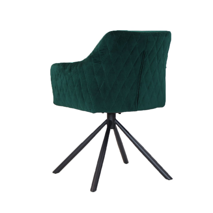 Bronx71 Velvet eetkamerstoel Furtado draaibaar groen - Eetkamerstoelen
