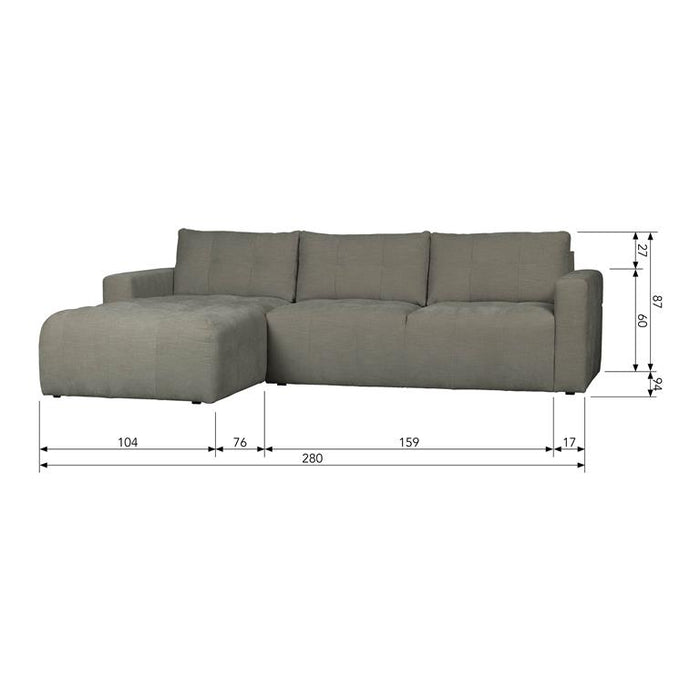 vtwonen Bar Chaise Longue - Links - Warm grijs