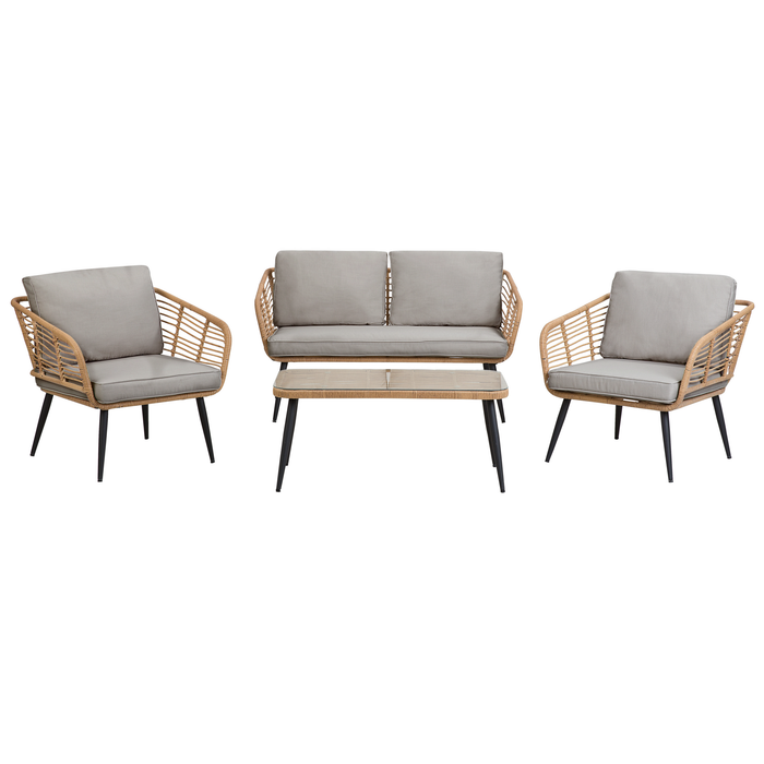 Beliani - CORINTH II - Loungeset voor 4 - Natuurlijk - PE rotan