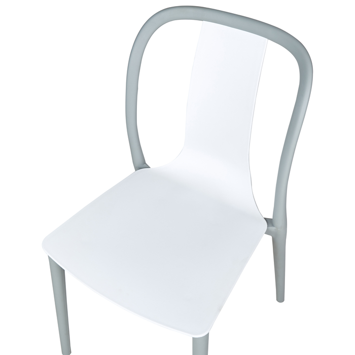 Beliani-SPEZIA -Tuinstoel set van 8-Grijs|Wit-Synthetisch materiaal