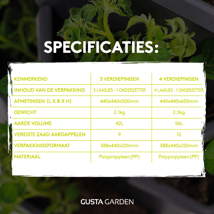 Gusta Garden - Paul Potato - Stapelbare Aardappeltoren - 4 Niveaus