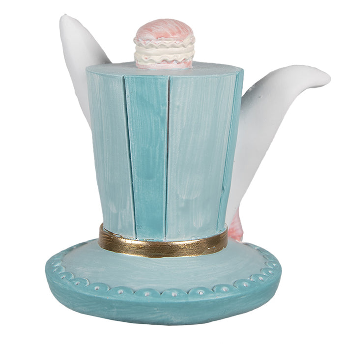 Clayre & Eef Beeld Hoed 9 cm Blauw Polyresin Konijn