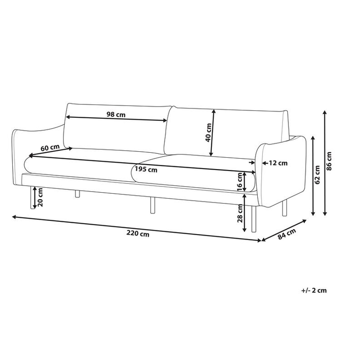 Beliani - VINTERBRO - Driezitsbank - Grijs - Fluweel