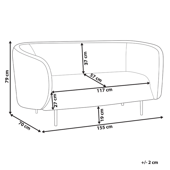 Beliani - LOEN - Tweezitsbank - Zwart - Bouclé