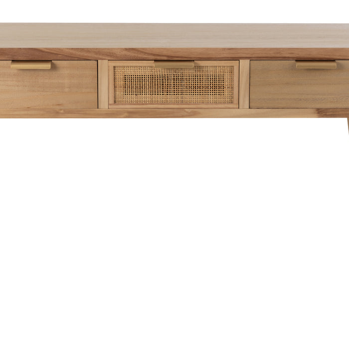 J-Line Console 3 Lades Paulownia|Rattan Naturel