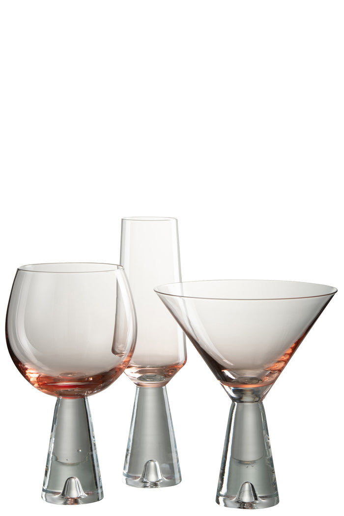 J-Line glas cocktail Lewis - glas - oranje - 4 stuks