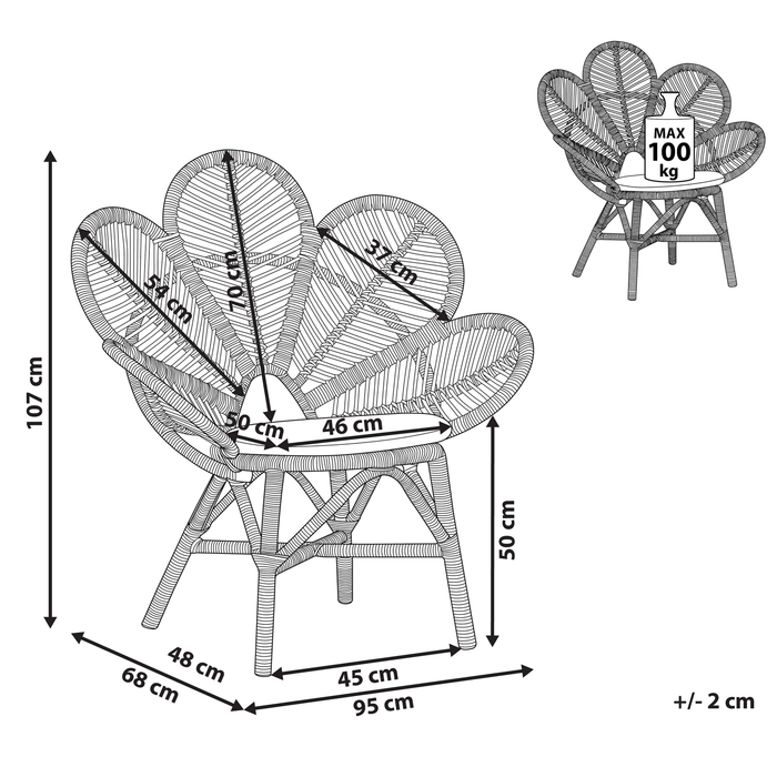 Beliani - FLORENTINE - Fauteuil - Natuurlijk - Rotan