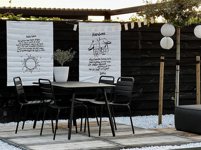 Metalen tuinset Max zwart 150 cm