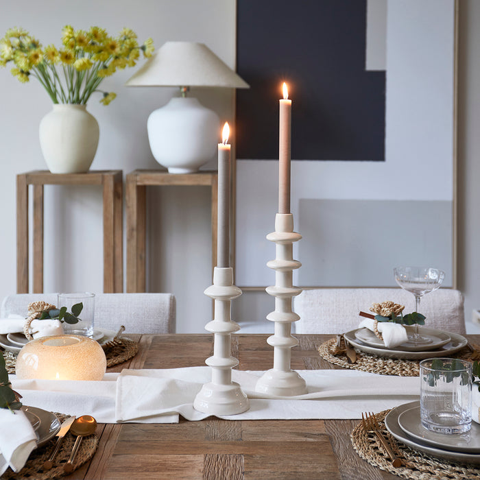 Riviera Maison Kaarsenstandaard Wit - Azure - Aardewerk (ØxH) 10x25