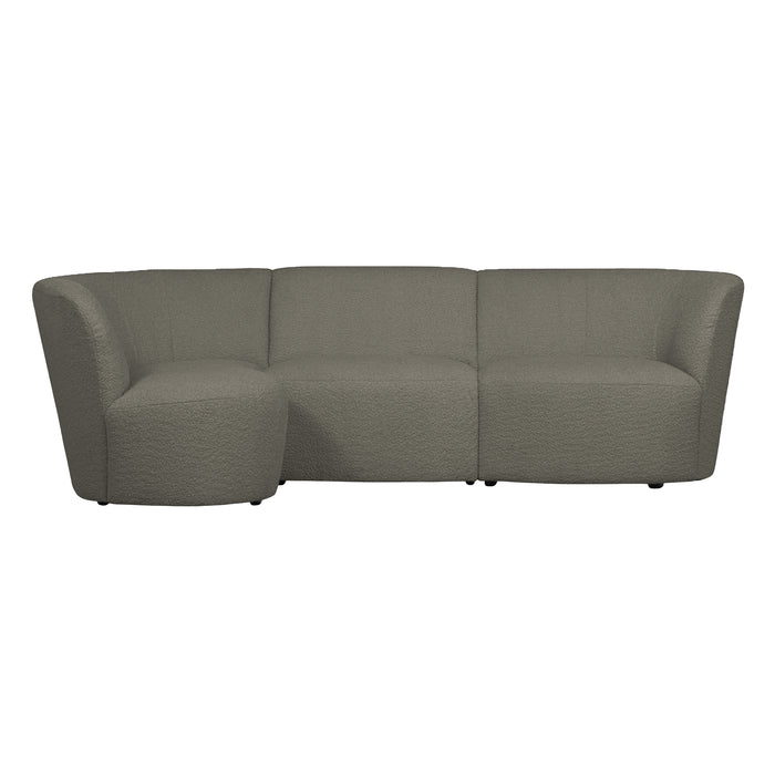 WOOOD Coco 3-Zits Ronding Links - Bouclé - Warm Groen - 70x230x138