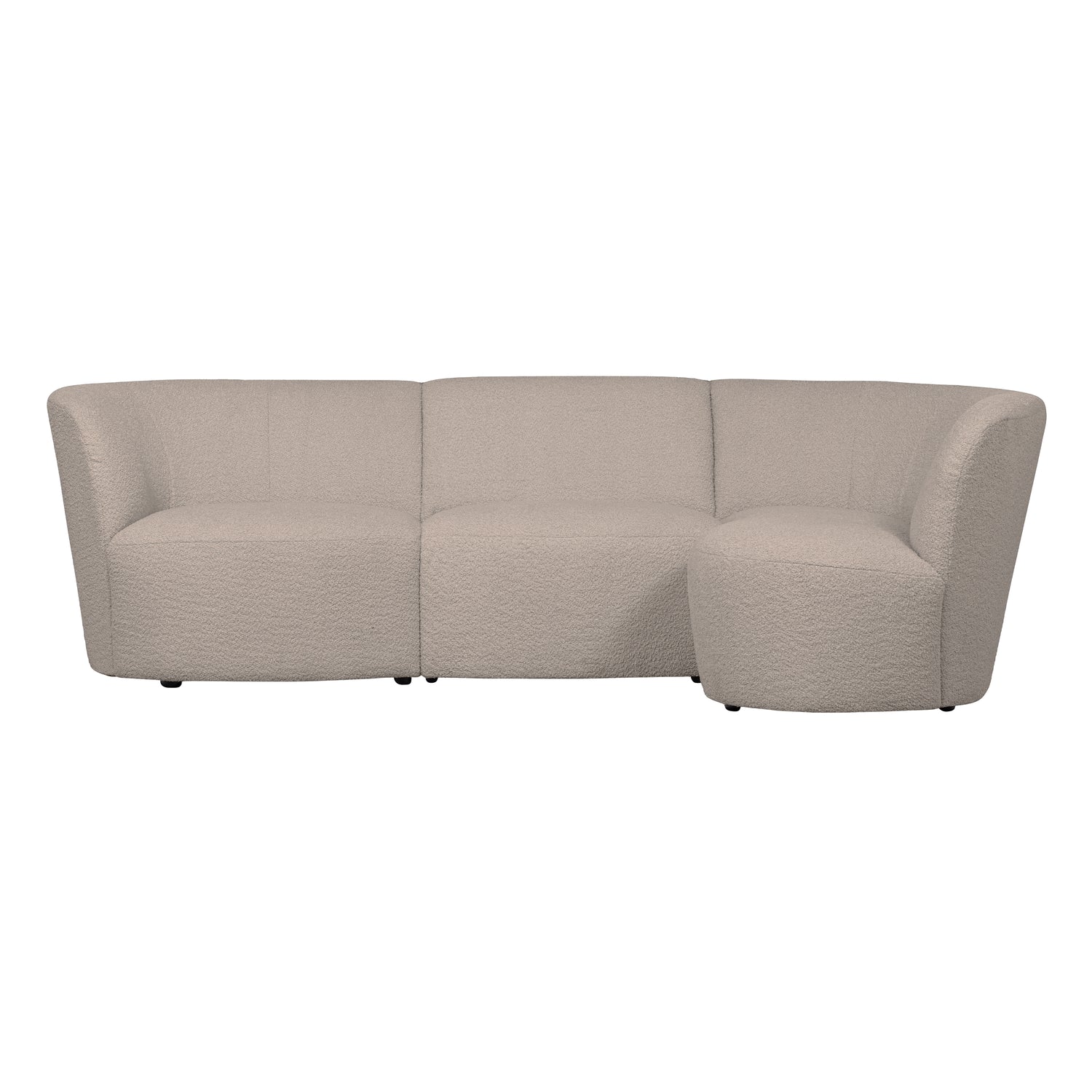 WOOOD Coco 3-Zits Ronding Rechts - Bouclé - Zand - 70x230x138