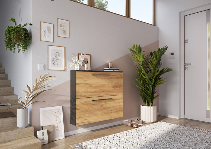 Germania Wildomar Schoenenkast 2 Kleppen Grafiet | Eiken