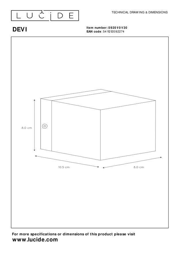Lucide DEVI - Wandlamp - 1xG9 - Zwart