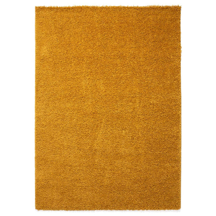 Tapeso Hoogpolig vloerkleed shaggy Trend effen - okergeel - 60x110 cm