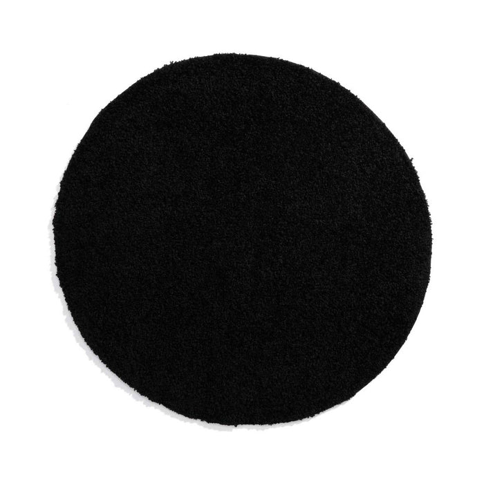Tapeso Rond hoogpolig vloerkleed shaggy Trend effen - zwart - 80 cm