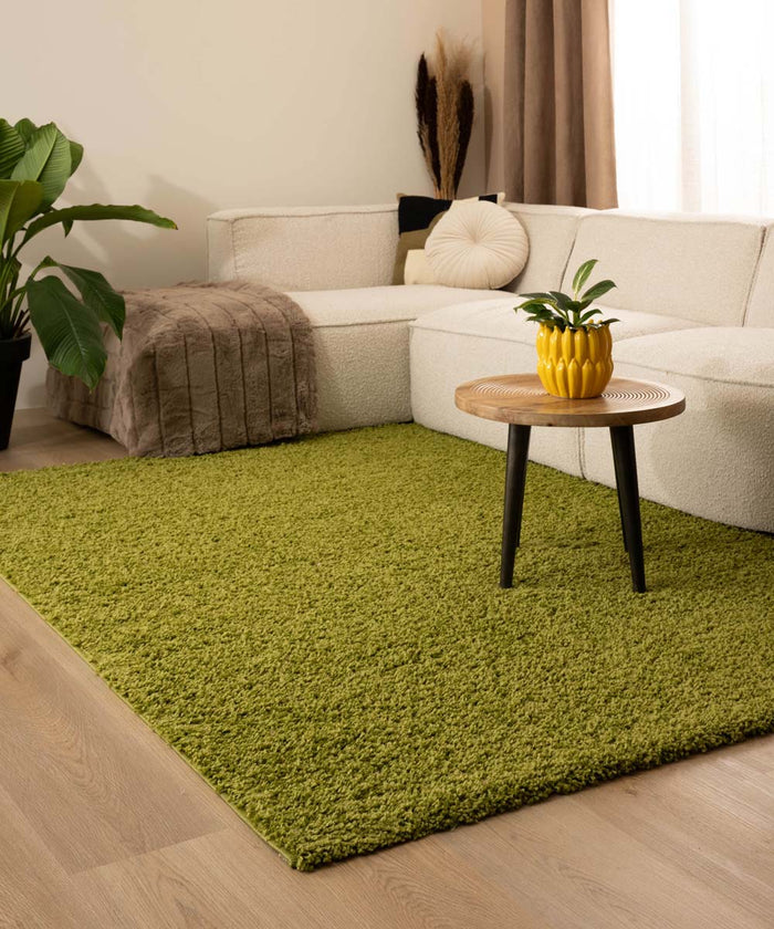 Tapeso Hoogpolig vloerkleed shaggy Trend effen - groen - 160x230 cm