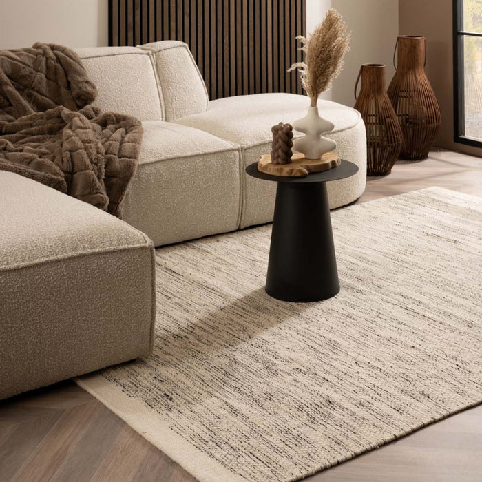 Nordic Weavers Wollen vloerkleed - Ulstein wit|zwart - 70x140 cm