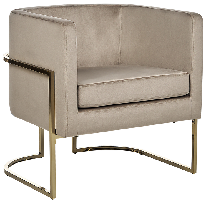 Beliani - SIRKKA - Fauteuil - Taupe - Fluweel