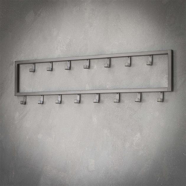 Hoyz - Kapstok Industrieel met 15 haken - Grijs -  Wandkapstok 80cm