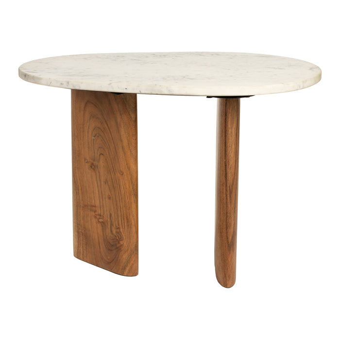 by fonQ Serenity Bijzettafel Marmer en Acaciahout - Wit