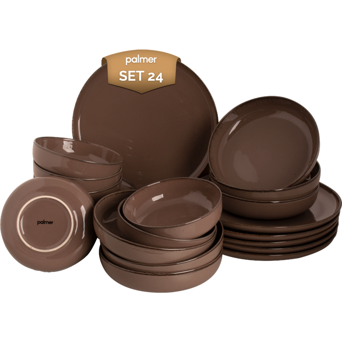 Palmer Serviesset Antigo Porselein 6-persoons 24-delig Bruin