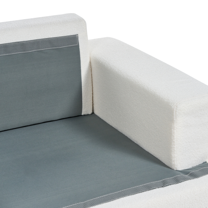 Beliani - ALLA - Driezitsbank - Gebroken wit - Bouclé