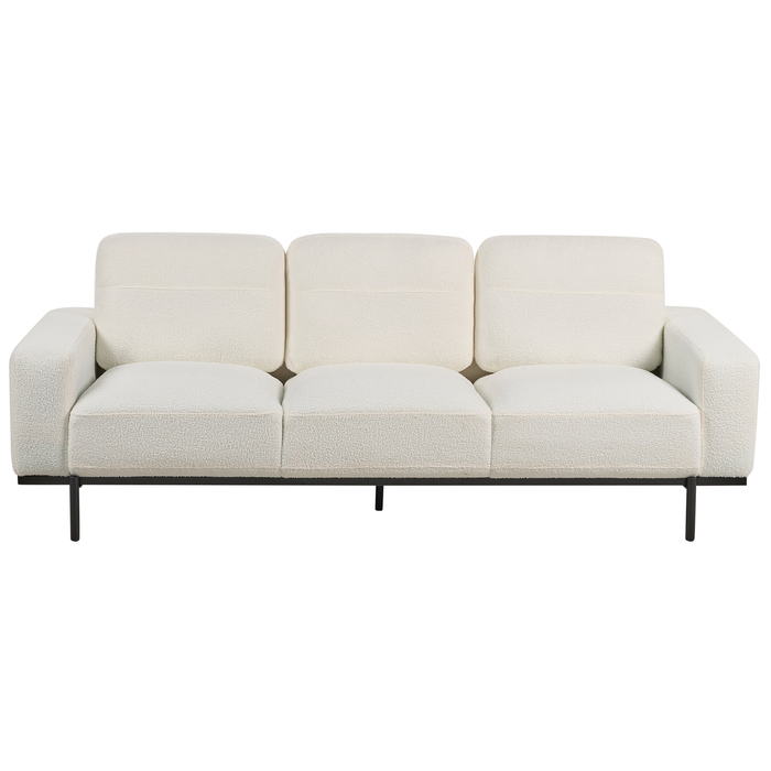 Beliani - SOVIK - Driezitsbank - Gebroken wit - Bouclé