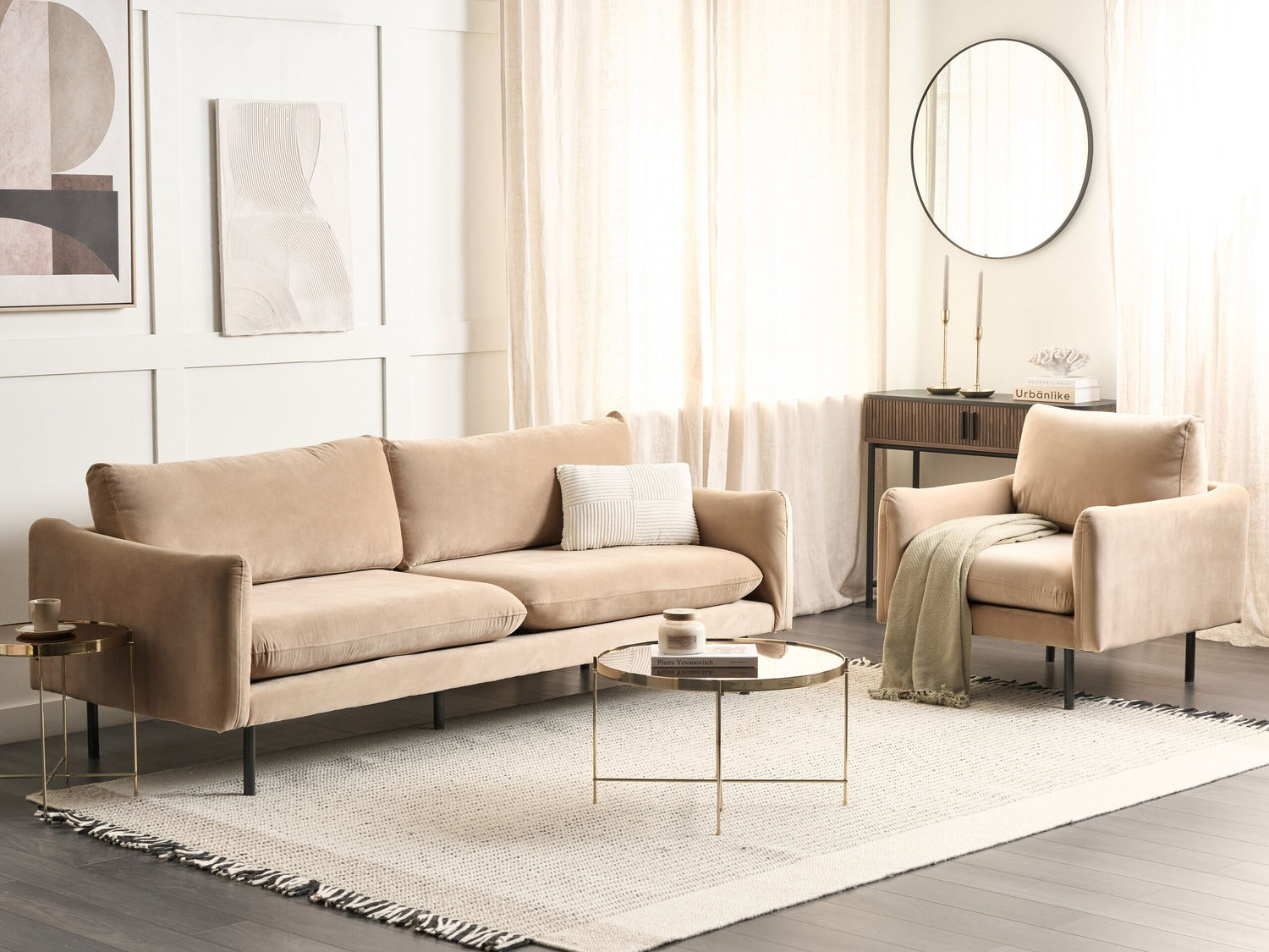 Beliani - VINTERBRO - Bankenset - Beige - Fluweel