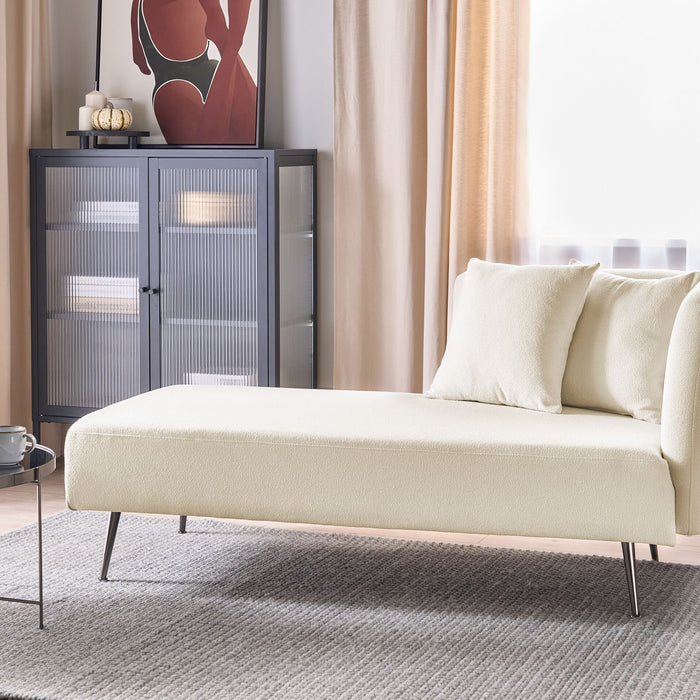 Beliani - RIOM - Chaise longue - Gebroken wit - Rechterzijde - Bouclé