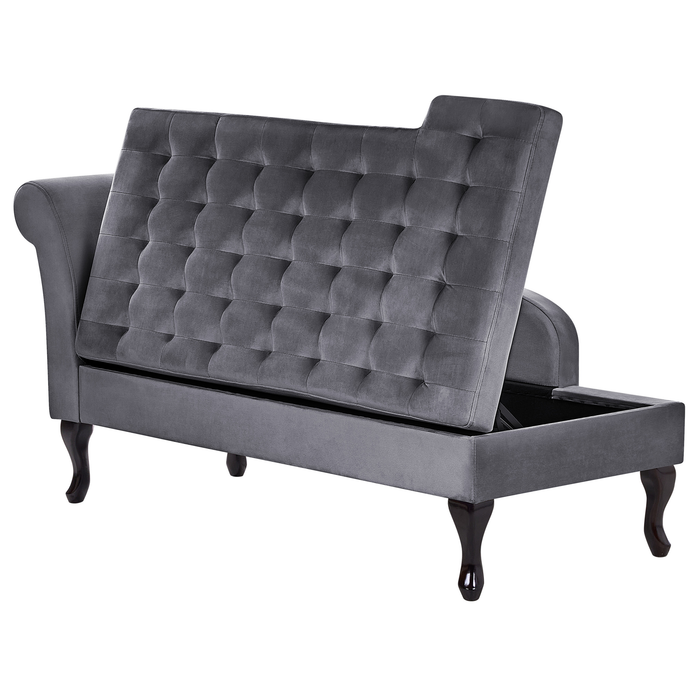Beliani - PESSAC - Chaise longue - Donkergrijs - Linkerzijde - Fluweel