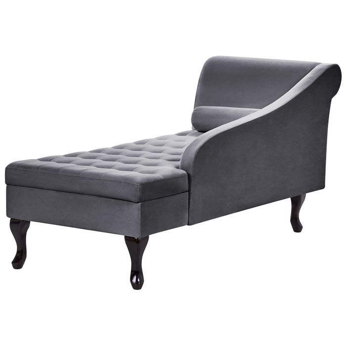 Beliani - PESSAC - Chaise longue - Donkergrijs - Linkerzijde - Fluweel