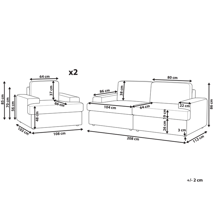 Beliani - ALLA - Bankenset 5-zits - Lichtbeige - Polyester