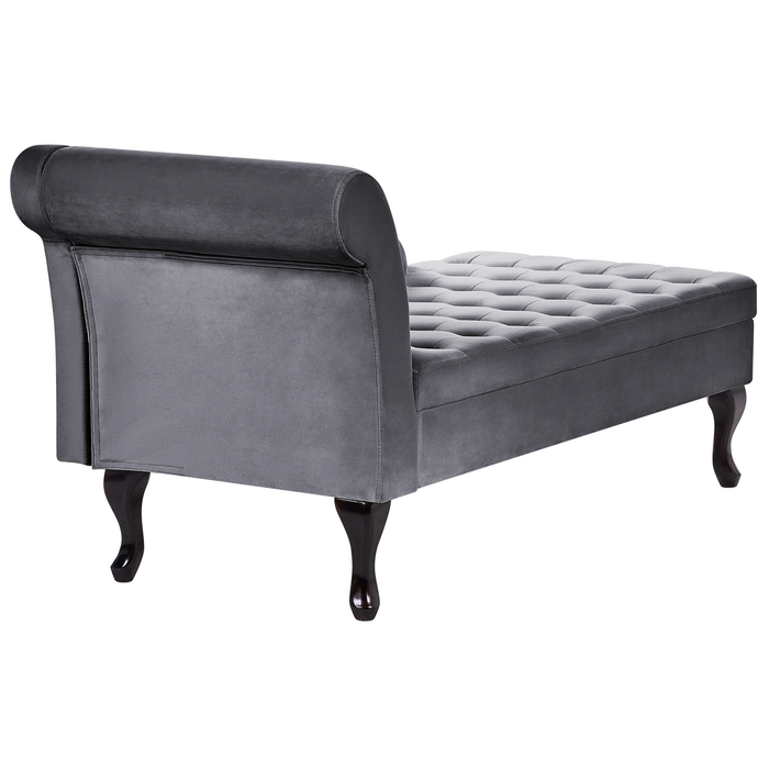 Beliani - PESSAC - Chaise longue - Donkergrijs - Linkerzijde - Fluweel