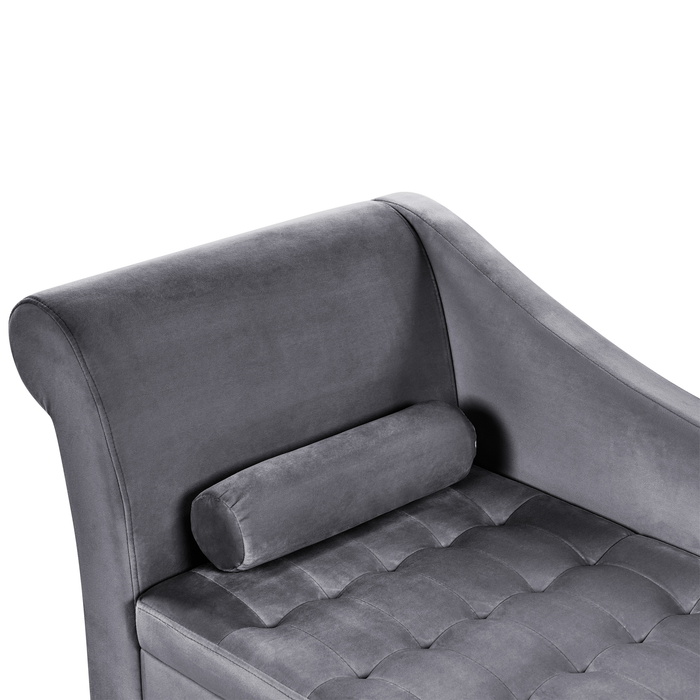 Beliani - PESSAC - Chaise longue - Donkergrijs - Linkerzijde - Fluweel