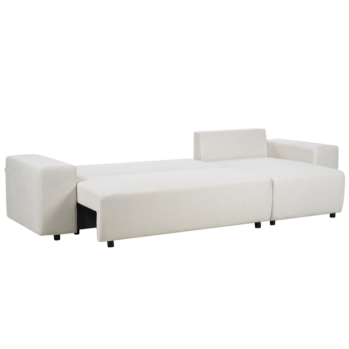 Beliani-LUSPA-Hoekbank met opbergruimte-Lichtbeige-Linkszijdig-Stof