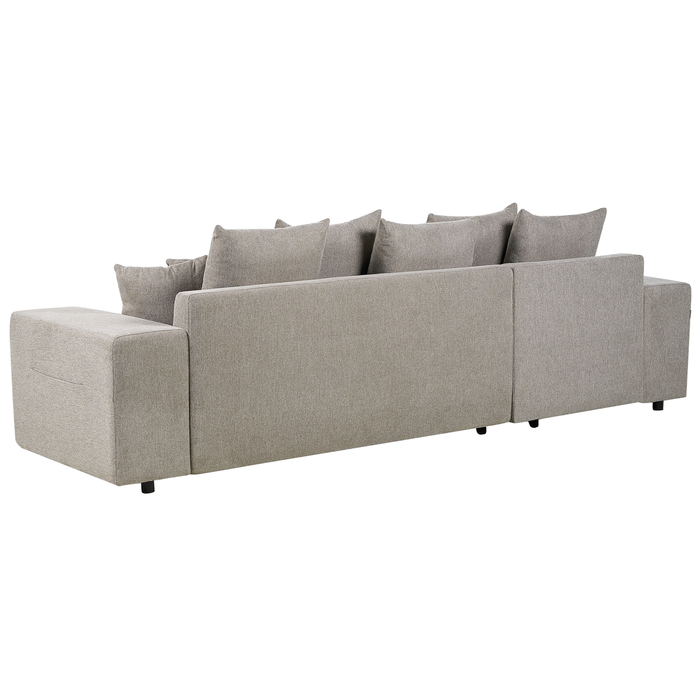 Beliani-LUSPA-Hoekbank met opbergruimte-Taupe-Rechtszijdig-Stof