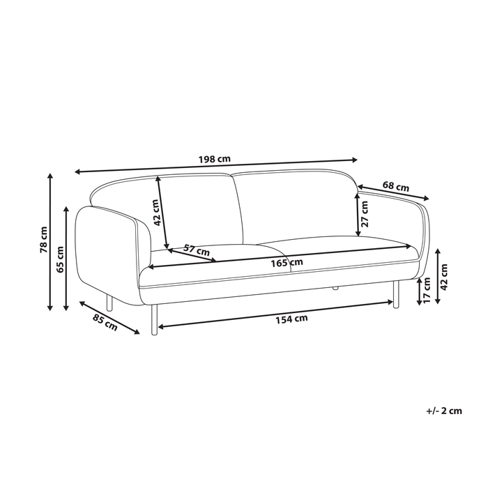 Beliani - TONSBERG - Driezitsbank - Lichtgrijs - Polyester
