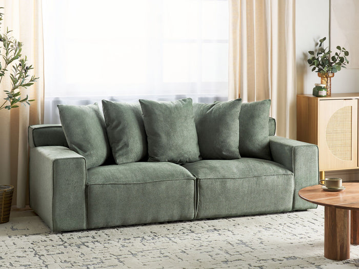 Beliani - VISKAN - Driezitsbank - Donkergroen - Chenille